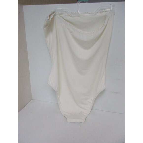 Solid & Striped One Piece Strapless Swimsuit Cream Measures XS NWOT - Picture 2 of 2
